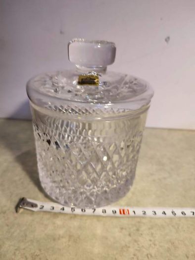 CAVAN Crystal Canister, Glass, biscuit jar, tobacco jar, Crystal candy dish, crystal, glass container, Glass Canister with Lid. No27