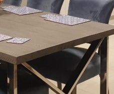 Grey dining table with chrome X legs