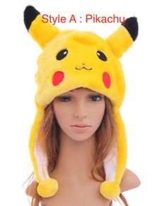 Soft Cartoon Plush Animal Fuzzy Beanie Warm Hat Winter Pokemon Pikachu