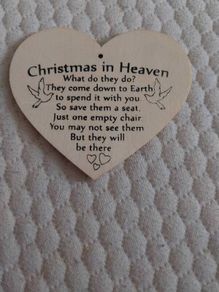 Bnwt Christmas in heaven wooden heart