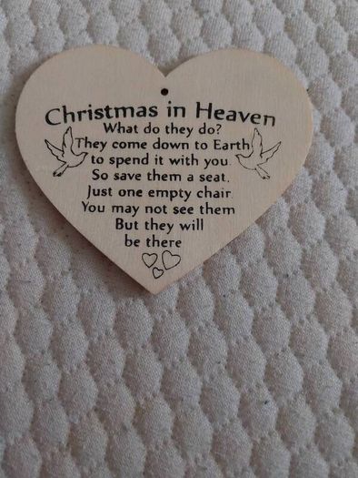 Bnwt Christmas in heaven wooden heart