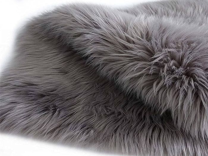 Faux Fur Sheepskin Style Rug (60 x 90 cm) Faux Fleece Chair Cover Seat Pad Soft Fluffy Shaggy Area Rugs For Bedroom Sofa Floor (gray, 60 x 90 cm)