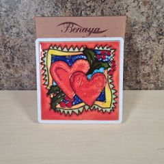 Benaya Hand Crafted Art On Tile Merry Christmas Hearts Brand New
