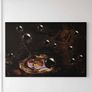 Limited edition contemporary tech-art, abstract series - Black oil spheres / gold leaf texture Image 5