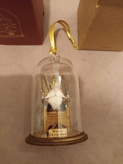 christmas dome glass/wood hanging decoration