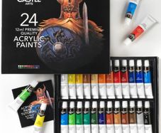 24 x 12ml Acrylic Paint Set | Value Beginner Set for Starters or Adult Artists | Premium Quality Intense Colours | Smooth to Use on Range of Surfaces | in Neat Presentation Box (FREE POSTAGE)