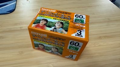 New Maxell miniDV 60min Video Cassetes - 3 pack