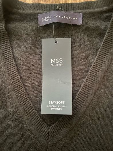 Brand New M&S Black Staysoft V neck Jumper Size 12
