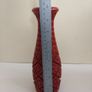 Amazingly Detailed Hand-Carved and Painted Wooden Bottle-Shaped Vase in Red - A Real Unusual Item, Carving reminiscent of a Pineapple! Image 9