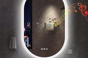Bathroom Mirror with LED Lights 500x800mm Oval Wall Mirror Bluetooth Led Mirror Anti-Fog, 3000K-6500K, Dimmable