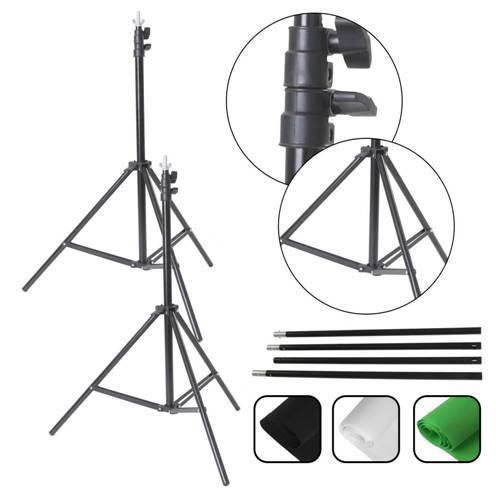 443442 2 x 2m Stand + 1.6 x 3m Non Woven Fabric Black, White, Green Background