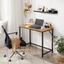 Desk with metal frame desk, computer desk, narrow office desk, 100 x 50 x 75 cm, study, home office, office, simple setup, metal, industrial design, honey-brown-black Image 2