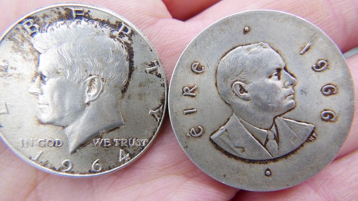 Silver Coins -1964 Kennedy Half Dollar  - 1966 IRELAND 10 Shilling