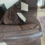 Chocolate 3 Seater Couch - Brown Leather Suede fabric Brown Sofa Image 3