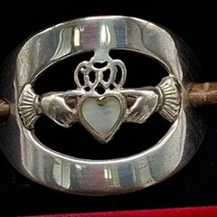 Vintage Irish claddagh mother of pearl celtic hair stick barrettes