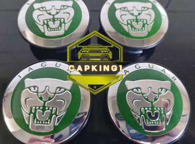 4 x Jaguar Centre Caps (Green) FREE POST