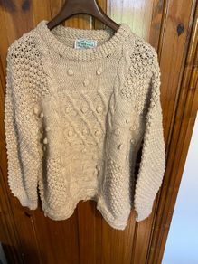aran jumper unisex hand knit pure wool