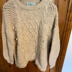 aran jumper unisex hand knit pure wool