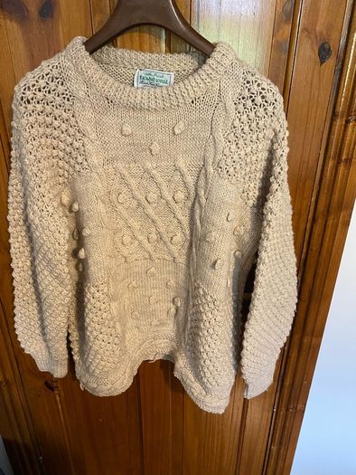 aran jumper unisex hand knit pure wool