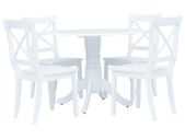 5 Piece Dining Set Solid Rubber Wood White