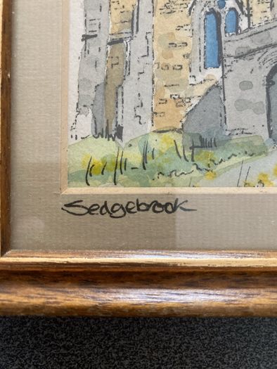 Victorian water colour & modern watercolour of Churches