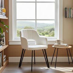 Luna Modern Boucle Armchair with Cut Out Backrest Design