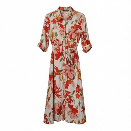 F&F floral midi shirt dress with a waist tie