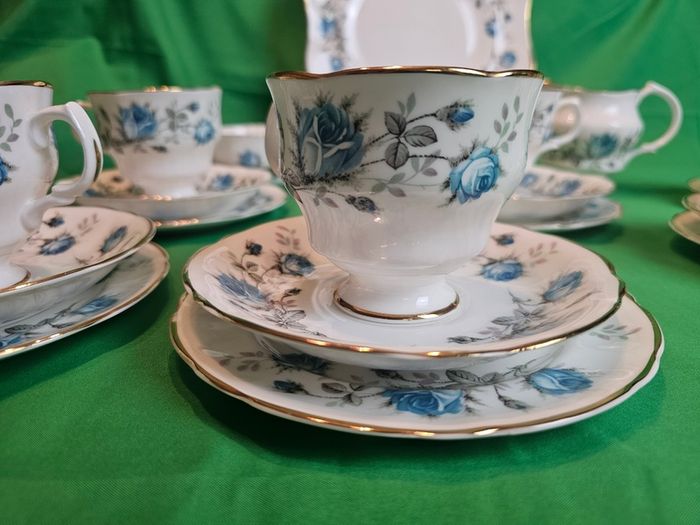 Vintage Arklow Bone China Blue Roses Tea Set | Fine Irish Porcelain with Gold Trim