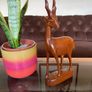 Tall Wooden Teak Gazelle Figurine Antelope Art Carving Image 8