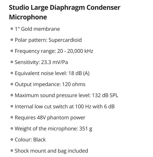 T Bone SC400 Large Diaphragm Condenser Microphone