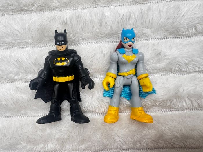 Imaginext DC Super Friends Batgirl And Batman approx. 7 cm. Used Please see photos