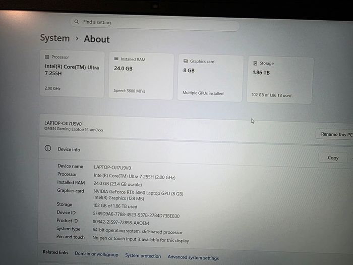 Hp Omen 16 Gaming Laptop | Ultra 7 255h | Rtx 5060 8gb | 24gb Ddr5 | 2tb Nvme | 2k 144hz Ips | Active Hp Warranty