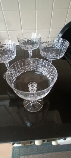 4 Galway Crystal Champagne Coupes.