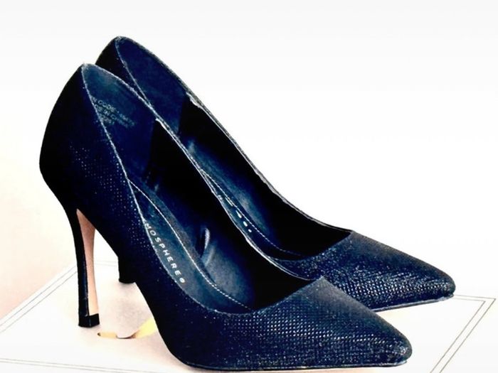 Sparkly Black Stiletto Heels - Size UK 5 (Atmosphere)