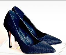 Sparkly Black Stiletto Heels - Size UK 5 (Atmosphere)