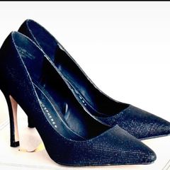 Sparkly Black Stiletto Heels - Size UK 5 (Atmosphere)