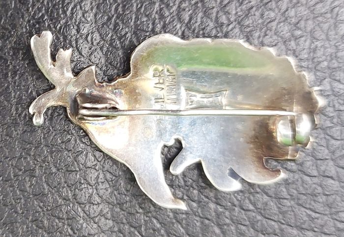 Antique Asian Brooch Sterling Silver and Enamel