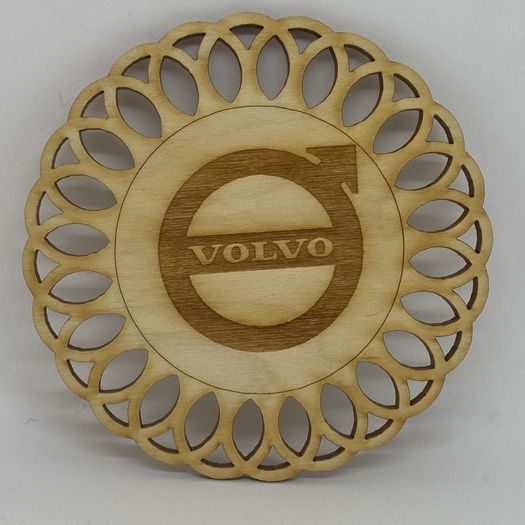 Eco-Friendly Volvo Coaster | Natural Oak Wood - Laser cut