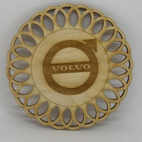 Eco-Friendly Volvo Coaster | Natural Oak Wood - Laser cut