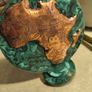 vintage AFRIQUE AFRICA Malachite Copper & Brass MAP art sculpture. Image 7