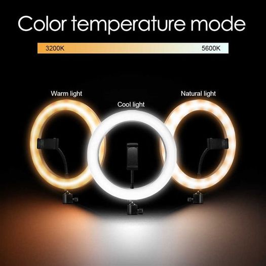 HD Ring Light With Long Tripod Stand & Phone Holder for YouTube Video, Desktop Camera Led Ring Light for Streaming, Makeup, Selfie. with 2.1M Adjustable Tripod.