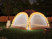Party Tent with LED and 4 Sidewalls 3.6x3.6x2.3 m Grey&Orange