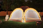 Party Tent with LED and 4 Sidewalls 3.6x3.6x2.3 m Grey&amp;Orange