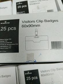 25 Name Security  Visitor Clip on Badges 60x90mm