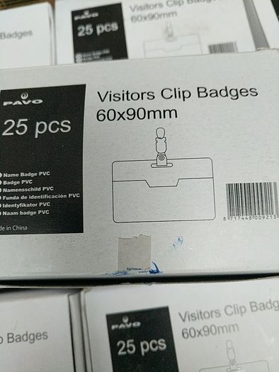25 Name Security  Visitor Clip on Badges 60x90mm