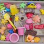 Sandbox with lid and bunch of sand toys. Image 3