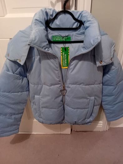 Stunning Benetton Jacket - Light Blue - Size XS Fits UK 10, 12 - BNWT RRP 159