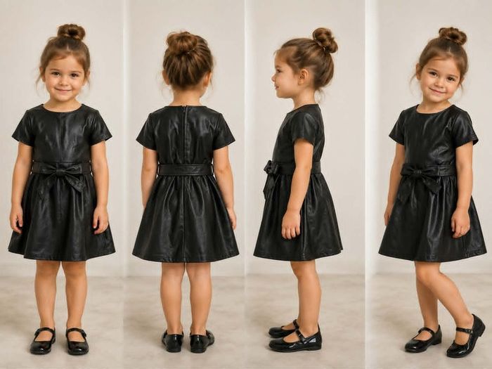 Girls Black Faux Leather dress age 3-4
