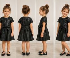 Girls Black Faux Leather dress age 3-4
