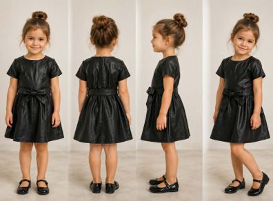 Girls Black Faux Leather dress age 3-4